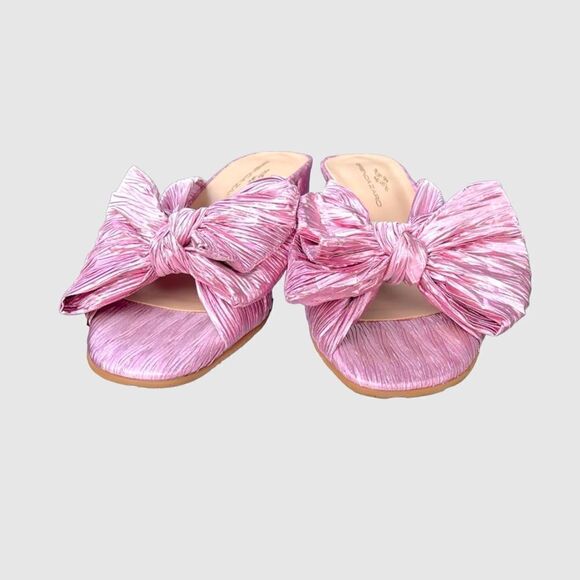 BRENDA ZARO NIB Erica kitten heels in Metallic Pink plissé Size 8/ 8.5 - Picture 5 of 15